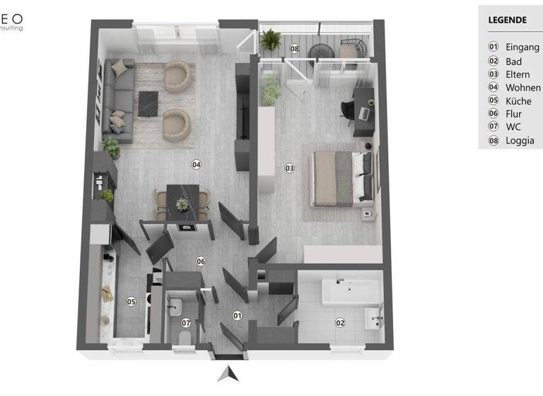 Wohnung zum Kauf 185.000 € 2 Zimmer 69,4 m² 7. Geschoss Gartenstadt Nürnberg / Südliche Außenstadt 90469