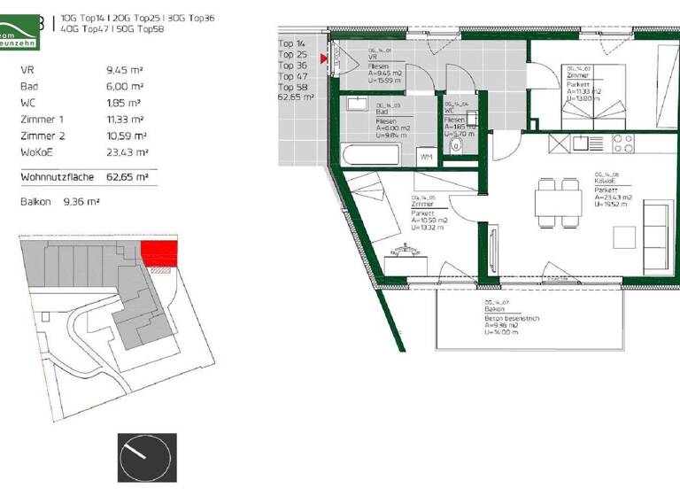 Wohnung zur Miete 703 € 3 Zimmer 62,7 m² 1. Geschoss Ungergasse 39 Gries Graz 8020