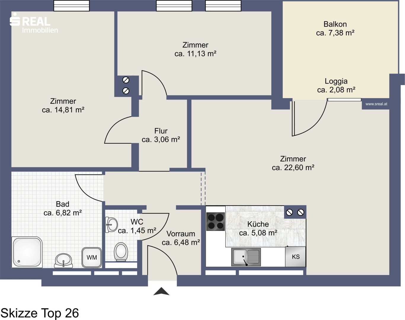 Wohnung zum Kauf 259.000 € 3 Zimmer 71,4 m²<br/>Wohnfläche 2.<br/>Geschoss Mödling 2340