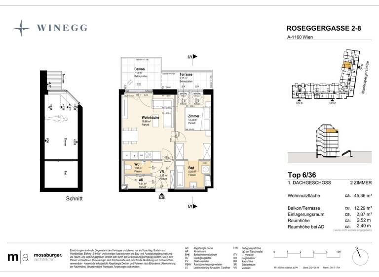 Wohnung zum Kauf - Erstbezug 340.300 € 2 Zimmer 45,4 m² 6. Geschoss Roseggergasse 2-8 Wien 1160