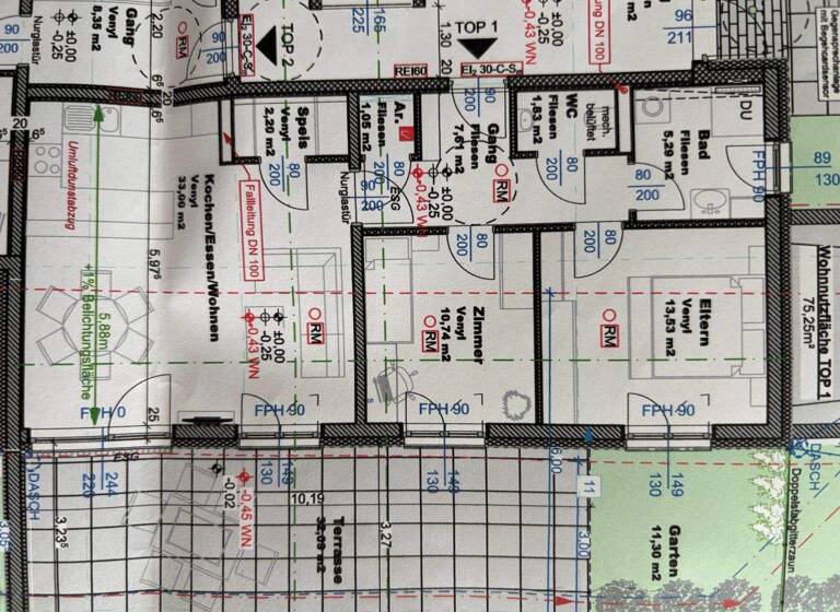 Wohnung zur Miete 1.500 € 2 Zimmer 75,3 m² 1. Geschoss frei ab sofort Wien 1220