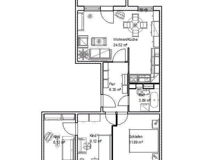 Wohnung zur Miete 526 € 4 Zimmer 65,8 m² 3. Geschoss Werner-Seelenbinder-Straße 6 Reform Magdeburg 39118
