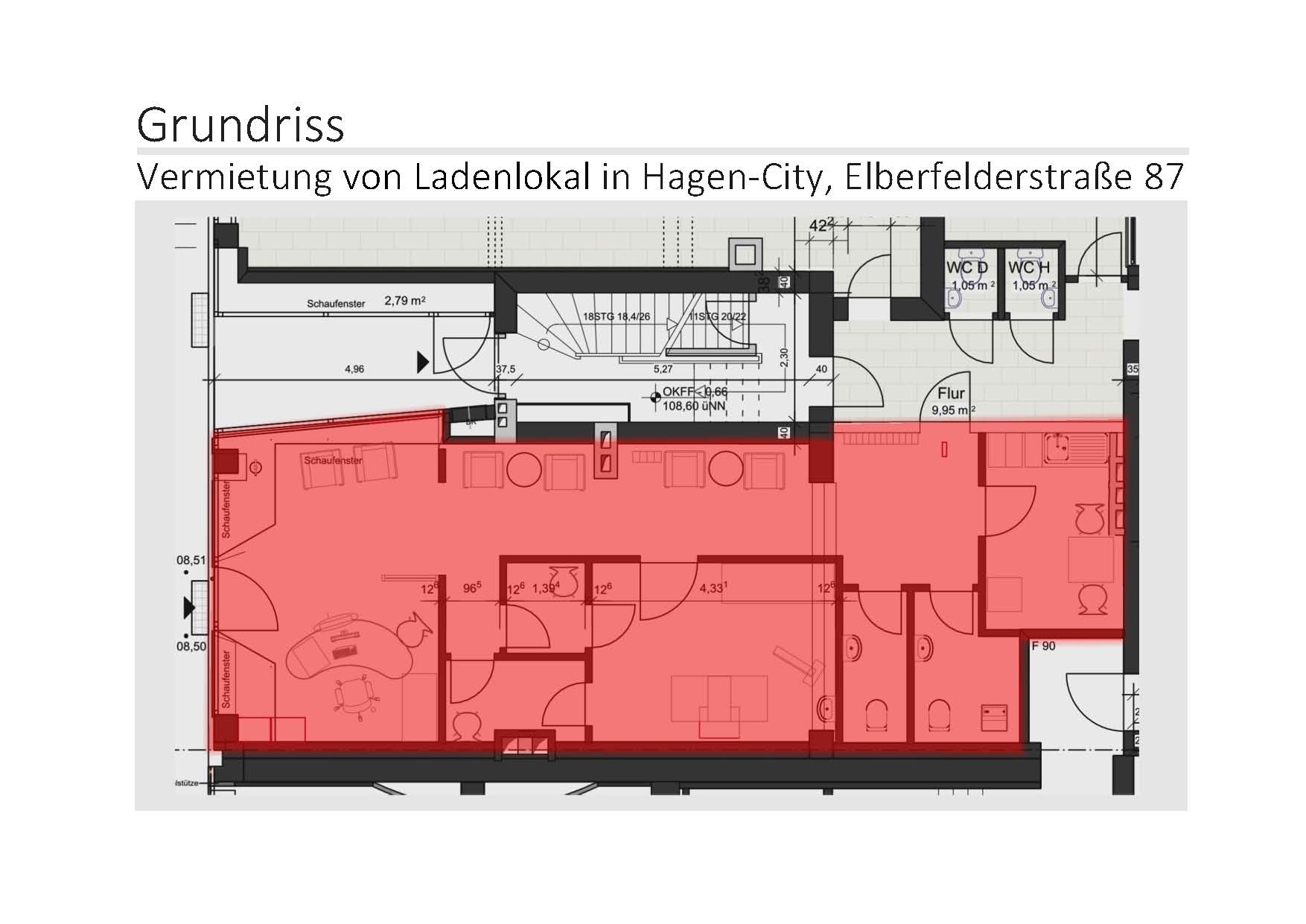 Laden zur Miete 15,75 € 4 Zimmer 77,8 m²<br/>Verkaufsfläche Elberfelderstraße 87 Zentrum Hagen 58095