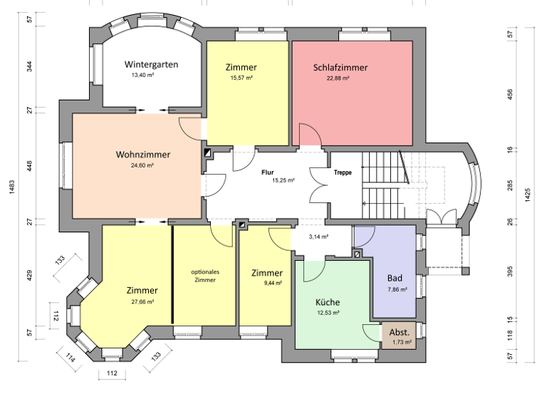 Wohnung zur Miete 955 € 5 Zimmer 154,1 m² 1. Geschoss Zittau 02763