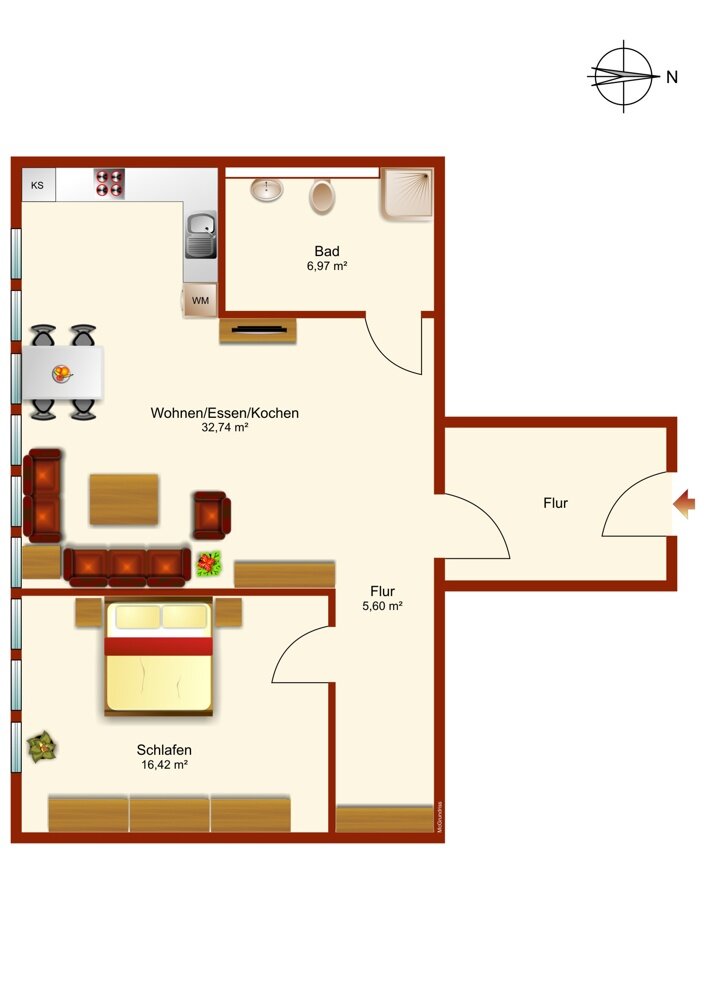 Wohnung zur Miete 402 € 2 Zimmer 62 m²<br/>Wohnfläche ab sofort<br/>Verfügbarkeit Brühlervorstadt Erfurt 99084