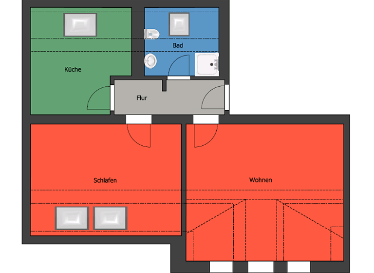 Wohnung zur Miete 347 € 2 Zimmer 53,4 m²<br/>Wohnfläche Dachgeschoss, 3.<br/>Geschoss ab sofort<br/>Verfügbarkeit Ossietzkystraße 29 Meißen Meißen 01662