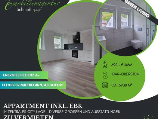 Wohnung zur Miete 690 € 1,5 Zimmer 59,2 m² Idar-Oberstein 55743