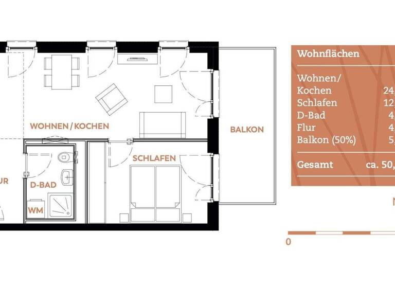 Wohnung zur Miete 1.250 € 2 Zimmer 50,5 m² 1. Geschoss Rödelheimer Landstraße 132a Bockenheim Frankfurt am Main 60487
