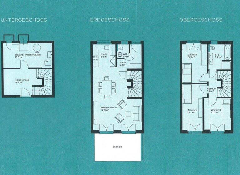 Reihenmittelhaus zur Miete - Erstbezug 2.500 CHF 6,5 Zimmer 165 m² 207 m² Grundstück Schaffhauserstrasse Schleitheim 8226