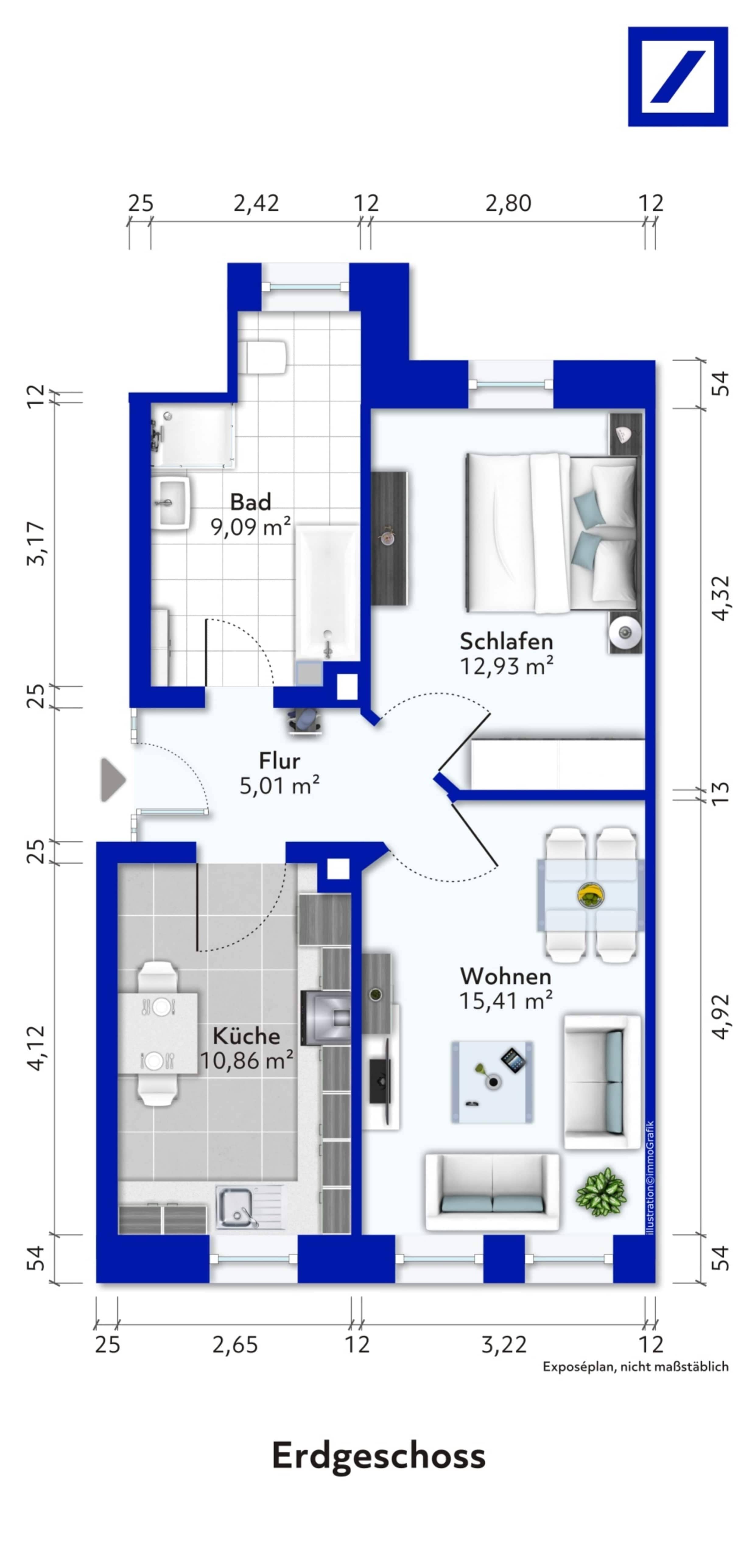 Wohnung zum Kauf 128.000 € 2 Zimmer 54 m²<br/>Wohnfläche Wilhelmitor - Süd Braunschweig 38118