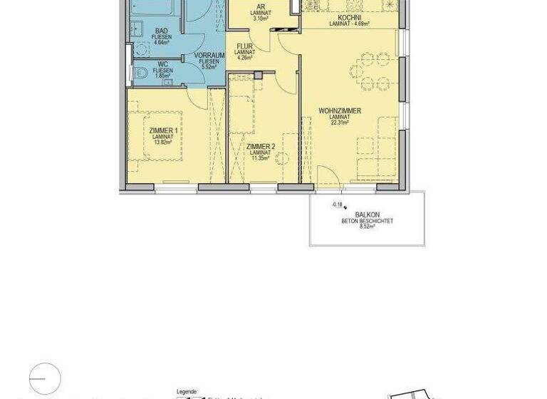 Wohnung zur Miete - Erstbezug 935 € 3 Zimmer 71,5 m² 2. Geschoss Stadionstraße Wiener Neustadt 2700