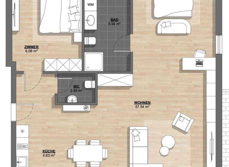 Wohnung zur Miete 625 € 2 Zimmer 87,2 m²<br/>Wohnfläche Dachgeschoss, 4.<br/>Geschoss Großerlacherstr. 41 Neufürstenhütte Großerlach 71577