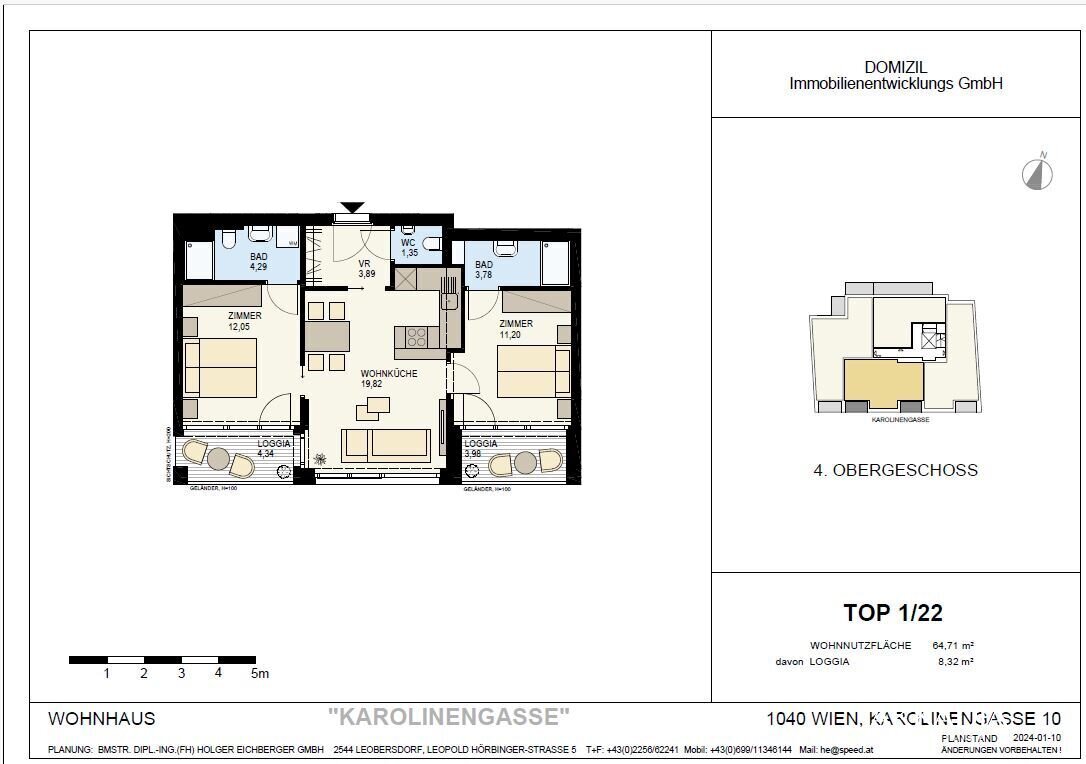 Wohnung zum Kauf 886.600 € 3 Zimmer 64,8 m²<br/>Wohnfläche 4.<br/>Geschoss Wien 1040