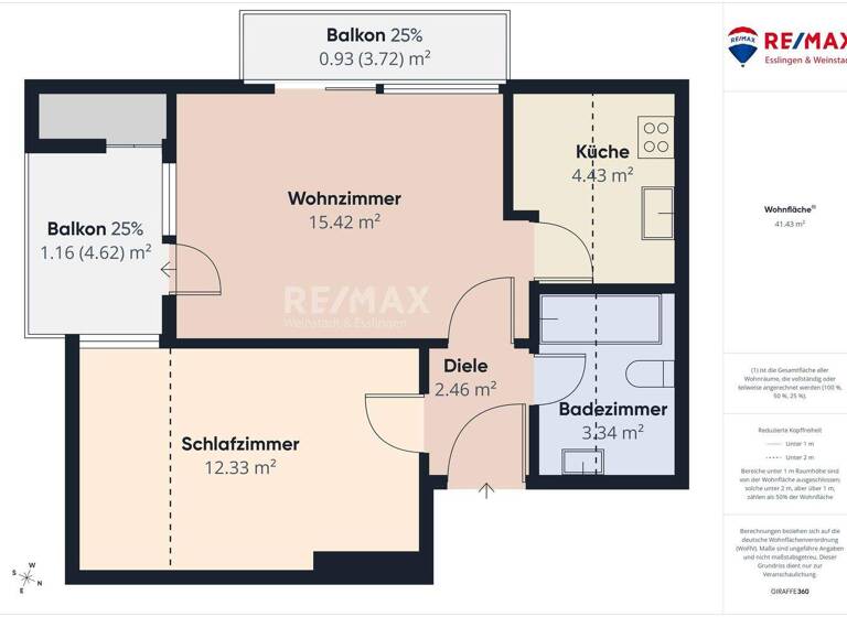 Wohnung zum Kauf 159.000 € 2 Zimmer 41 m² Rommelshausen Kernen-Rommelshausen 71394
