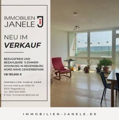 Wohnung zum Kauf 195.000 € 3 Zimmer 69 m² frei ab sofort Isarstraße - Lechstraße Regensburg 93057