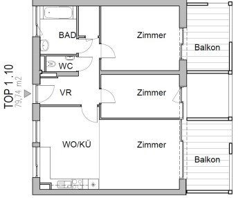 Wohnung zur Miete 805 € 3 Zimmer 79,7 m²<br/>Wohnfläche 2.<br/>Geschoss Andritz Graz 8045