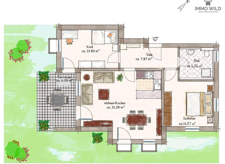 Terrassenwohnung zum Kauf 398.500 € 3 Zimmer 79,8 m² EG Peißenberg 82380