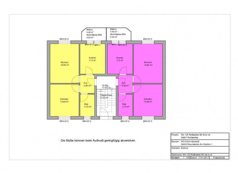 Wohnung zur Miete 333 € 2 Zimmer 51,3 m² 1. Geschoss Roßbacher Str. 8b Tagewerben Weißenfels 06667