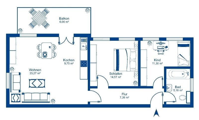 Wohnung zur Miete 1.275 € 3 Zimmer 77,3 m²<br/>Wohnfläche Wunderlichstraße 1 Loschwitz (Schevenstr.) Dresden 01326