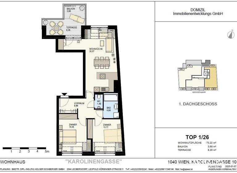 Wohnung zum Kauf - Erstbezug 1.188.600 € 3 Zimmer 73,1 m² 5. Geschoss Wien 1040