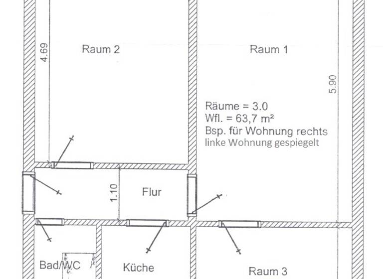 WG-Zimmer zur Miete 471 € 3 Zimmer 63,7 m² 3. Geschoss frei ab 01.05.2026 Friedrich-Wolf-Straße 12 Friedenshof Wismar 23966