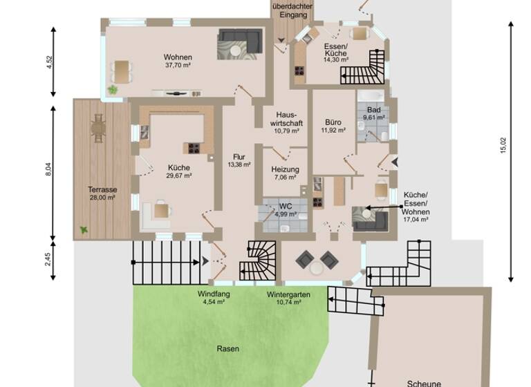 Einfamilienhaus zum Kauf 1.200.000 € 8 Zimmer 290 m² 12.300 m² Grundstück Schaufling 94571