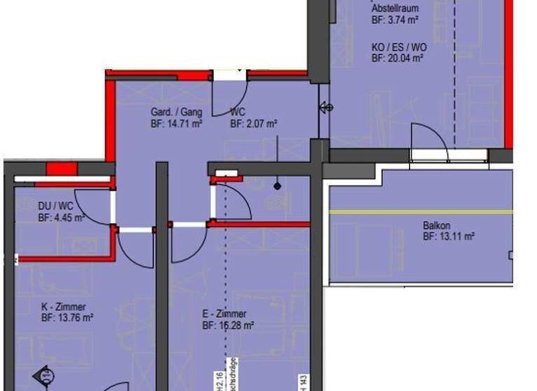 Wohnung zum Kauf - Erstbezug 335.000 € 3 Zimmer 75,1 m² Pfunds 6542