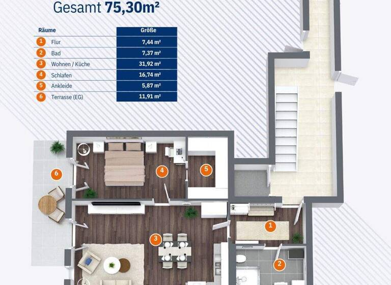 Wohnung zum Kauf provisionsfrei 353.910 € 2 Zimmer 75,3 m² EG Buckau Magdeburg / Buckau 39104