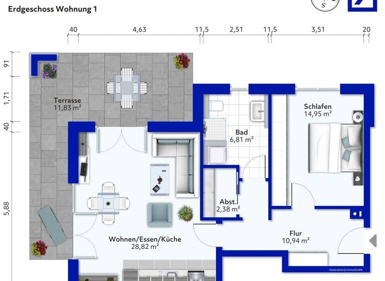Wohnung zum Kauf provisionsfrei 380.000 € 2 Zimmer 73,2 m²<br/>Wohnfläche ab sofort<br/>Verfügbarkeit Vöhringen Vöhringen 89269