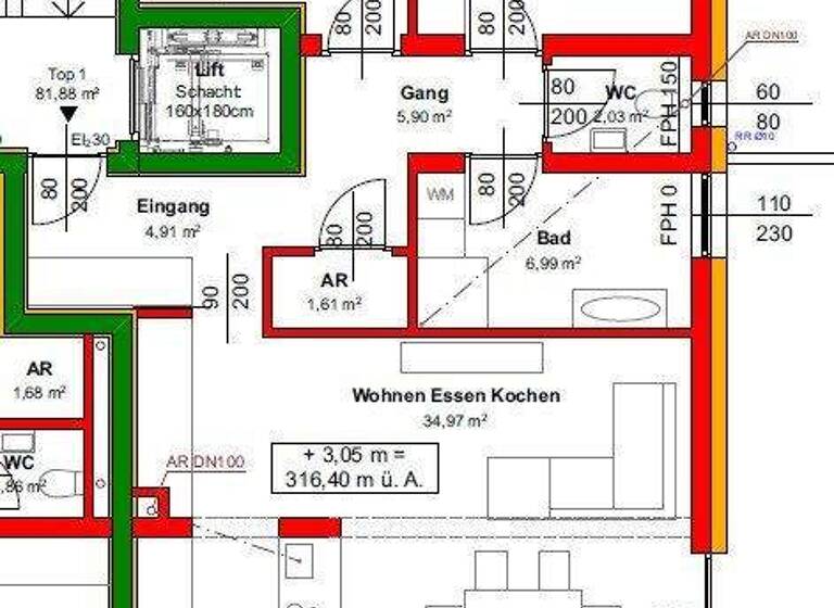 Wohnung zum Kauf - Erstbezug provisionsfrei 369.000 € 3 Zimmer 81,9 m² 1. Geschoss Steyr 4400