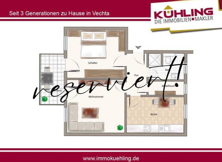 Wohnung zum Kauf 139.000 € 2 Zimmer 50 m² EG Vechta 49377