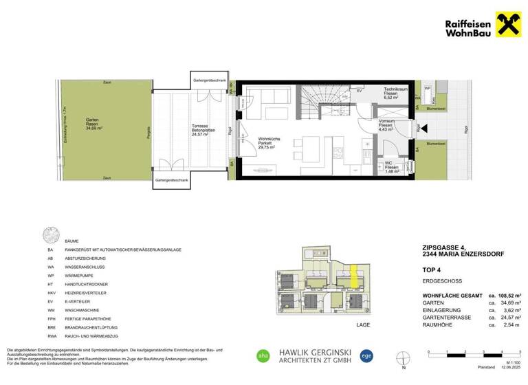 Reihenmittelhaus zum Kauf - Erstbezug provisionsfrei 682.900 € 4 Zimmer 108,5 m² Zipsgasse Maria Enzersdorf 2344