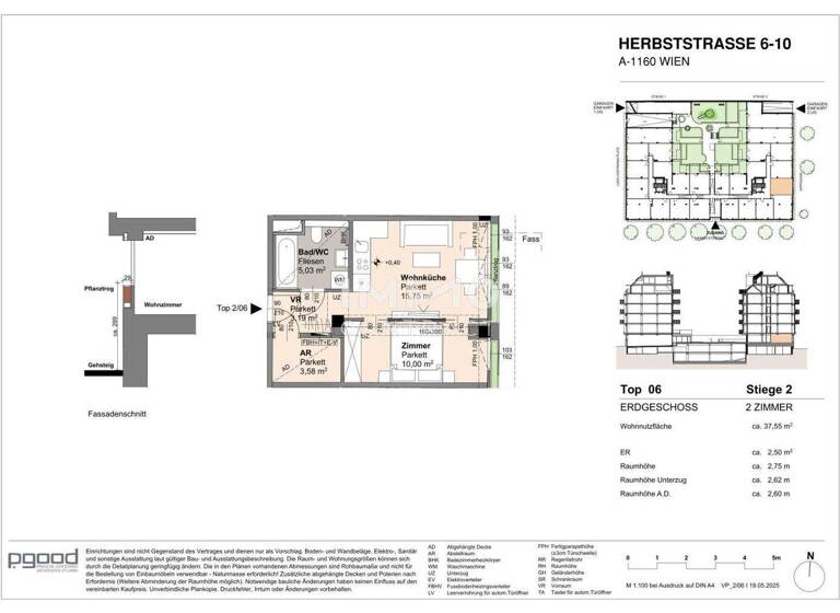 Wohnung zum Kauf 213.700 € 2 Zimmer 37,6 m² EG Wien 1160