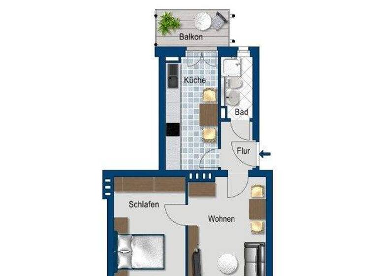 Wohnung zur Miete 366 € 2 Zimmer 48,4 m² 1. Geschoss frei ab 29.03.2026 Mehringstr. 19 Cracau Magdeburg 39114