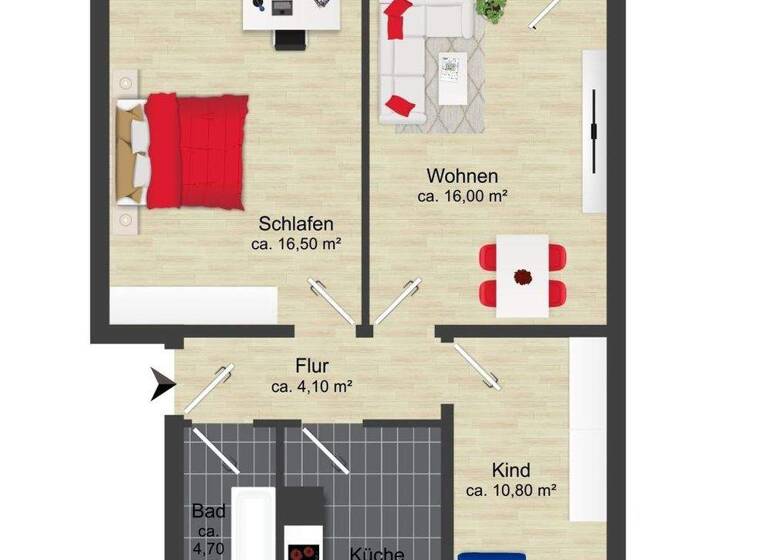 Wohnung zur Miete 340 € 3 Zimmer 60,8 m² frei ab sofort Wilhelm-Klees-Straße 14f Stadtfeld Ost Magdeburg / Stadtfeld Ost 39108