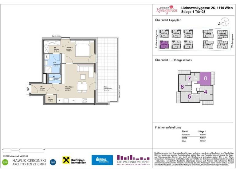 Wohnung zum Kauf - Erstbezug provisionsfrei 251.193 € 2 Zimmer 46,9 m² 1. Geschoss Lichnowskygasse 26 Wien 1110