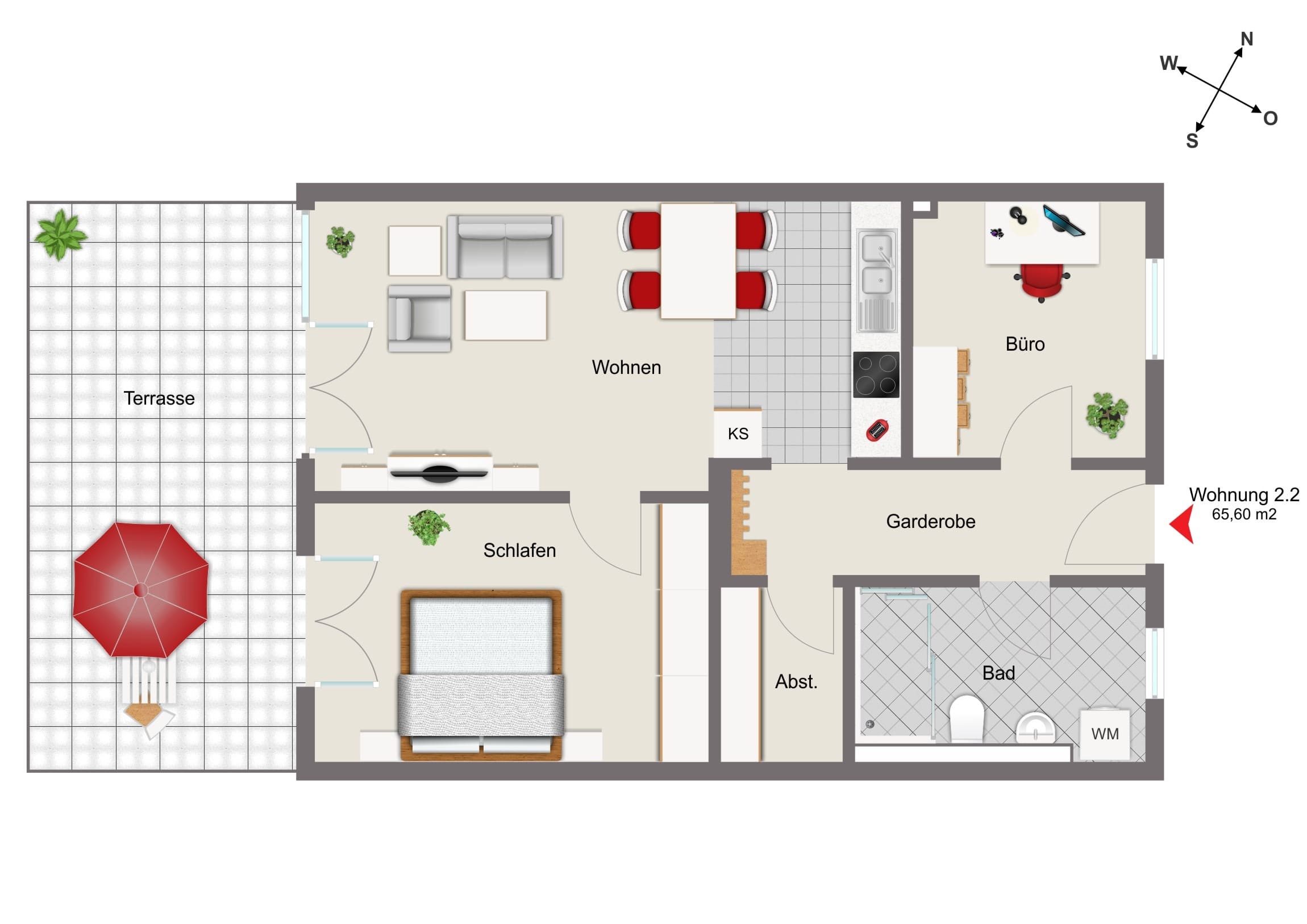 Wohnung zum Kauf provisionsfrei 324.700 € 2,5 Zimmer 65,6 m²<br/>Wohnfläche ab sofort<br/>Verfügbarkeit Saal Saal 93342