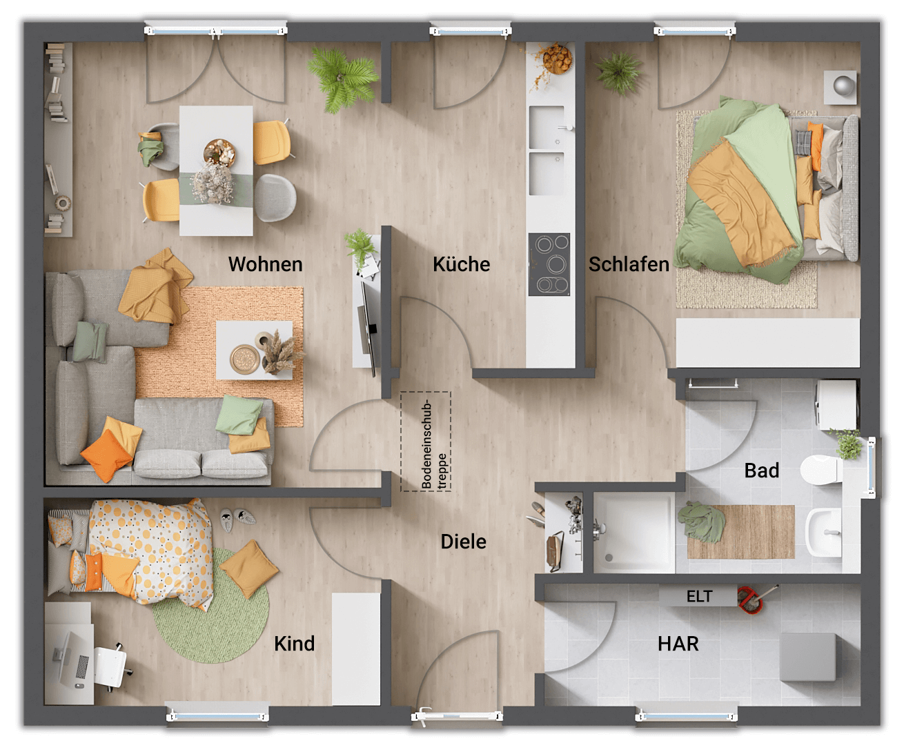 Bungalow zum Kauf provisionsfrei 317.300 € 3 Zimmer 77 m²<br/>Wohnfläche 508 m²<br/>Grundstück Walschleben 99189