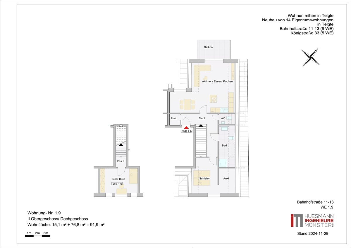 Wohnung zum Kauf 499.000 € 3 Zimmer 91,9 m²<br/>Wohnfläche 2.<br/>Geschoss Telgte Telgte 48291