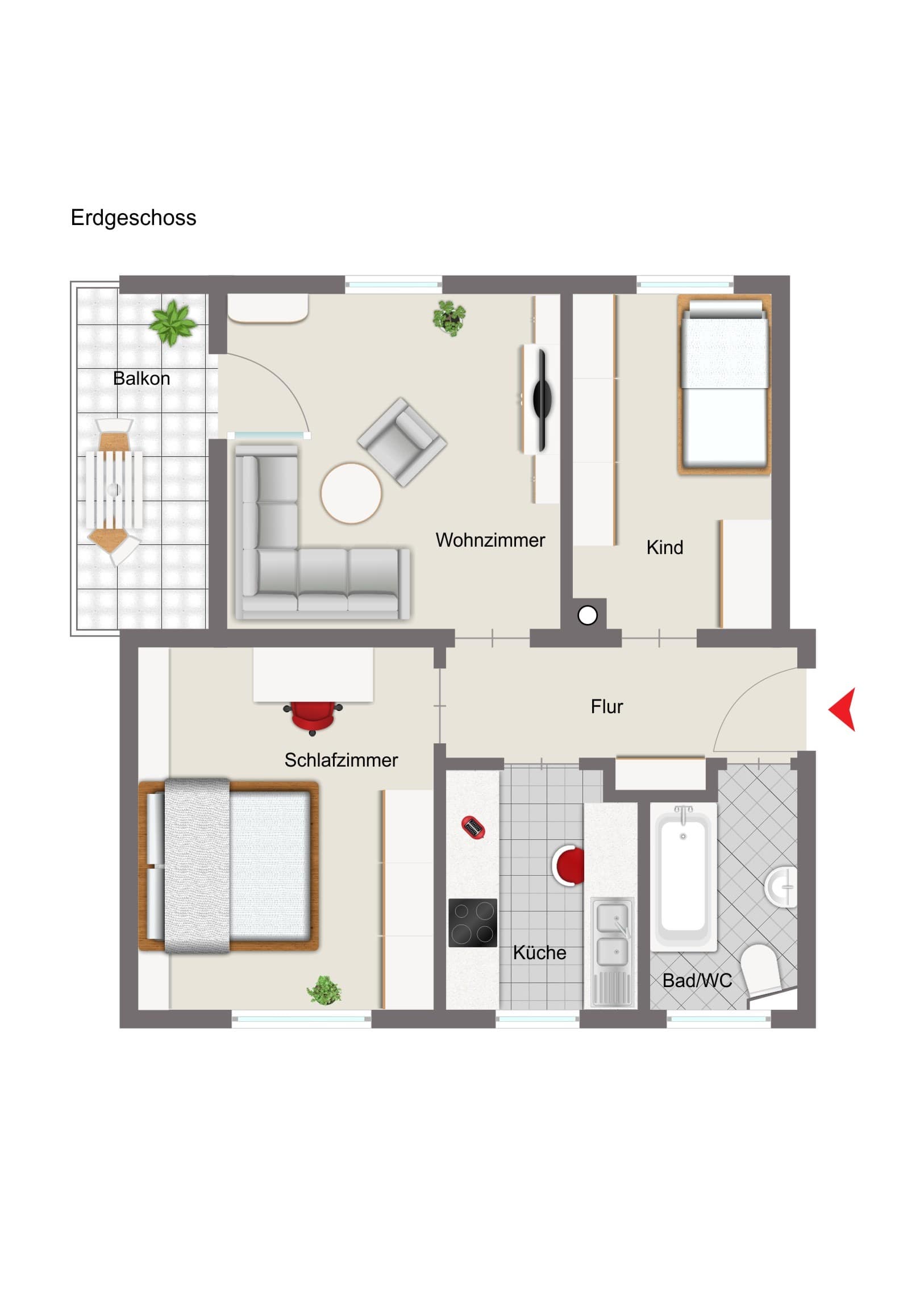 Wohnung zum Kauf 110.000 € 3 Zimmer 57 m²<br/>Wohnfläche Großkötz Kötz 89359