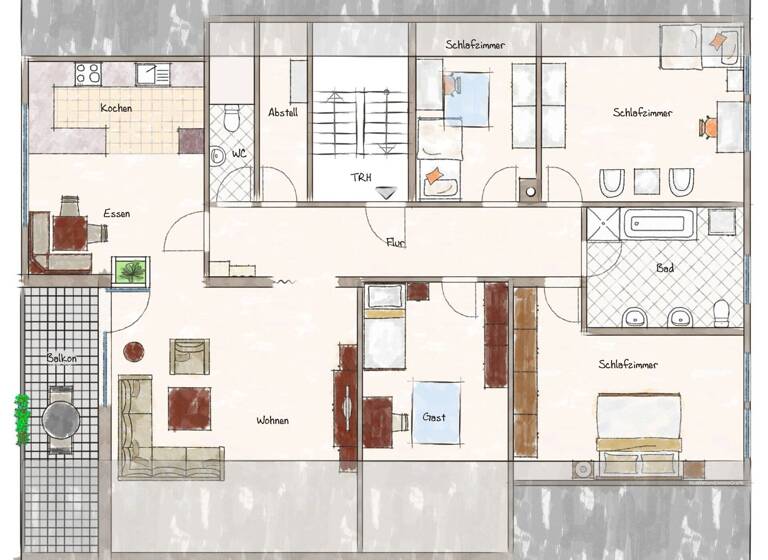 Wohnung zur Miete 950 € 5 Zimmer 125,2 m² Göllsdorf Rottweil / Göllsdorf 78628