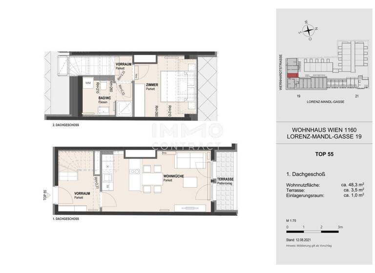 Wohnung zur Miete 963 € 48,3 m² 2. Geschoss Wien 1160