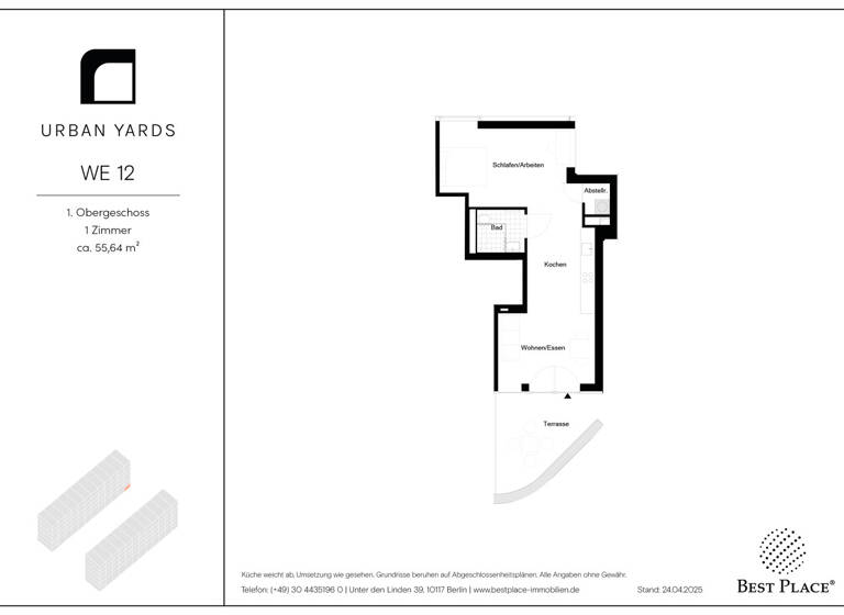 Studio zur Miete - Erstbezug 1.180 € 1 Zimmer 55,6 m² 1. Geschoss Teterower Ring 63-65 Kaulsdorf Berlin 12619