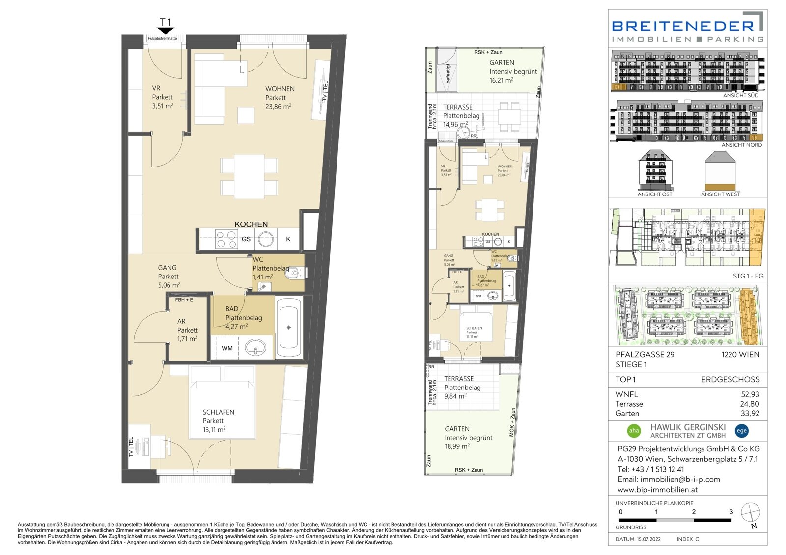 Wohnung zur Miete 1.030 € 2 Zimmer 52,9 m²<br/>Wohnfläche EG<br/>Geschoss ab sofort<br/>Verfügbarkeit Pfalzgasse 29 Wien 1220