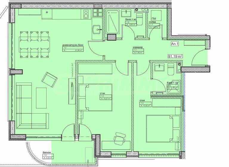 Studio zum Kauf 247.523 € 3 Zimmer 110 m² Sofia