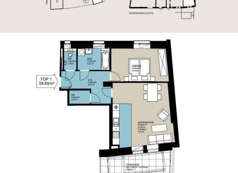 Wohnung zur Miete 710 € 2 Zimmer 59,7 m² frei ab 01.05.2026 St. Pölten 3100
