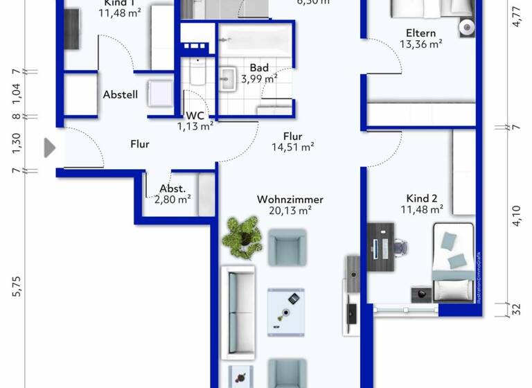 Wohnung zum Kauf 314.000 € 4,5 Zimmer 95,1 m² 2. Geschoss Eglosheim Ludwigsburg 71634