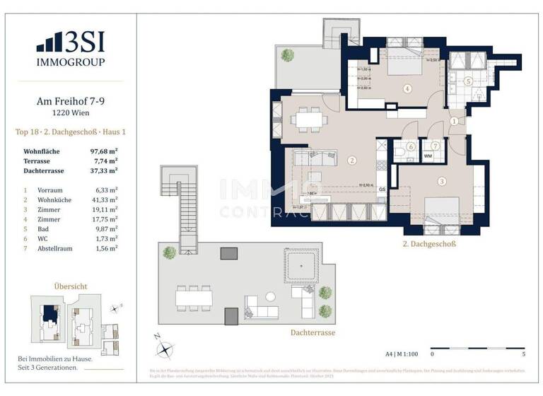 Wohnung zum Kauf - Erstbezug 741.309 € 3 Zimmer 97,7 m² 3. Geschoss Wien 1220