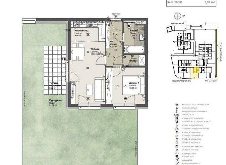 Wohnung zur Miete - Erstbezug 692 € 2 Zimmer 50,7 m² EG Wiedenstraße St. Pölten 3100