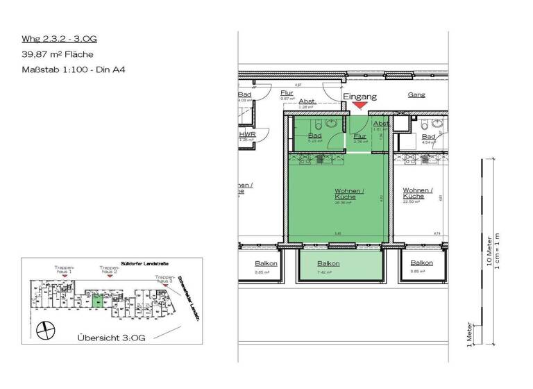 Studio zur Miete - Erstbezug 957 € 1 Zimmer 39,9 m² 3. Geschoss frei ab sofort Sülldorfer Landstraße 1 Iserbrook Hamburg 22589